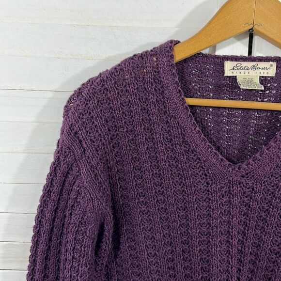 Eddie Bauer Sweater SP Linen Blend Burgundy - Picture 4 of 12